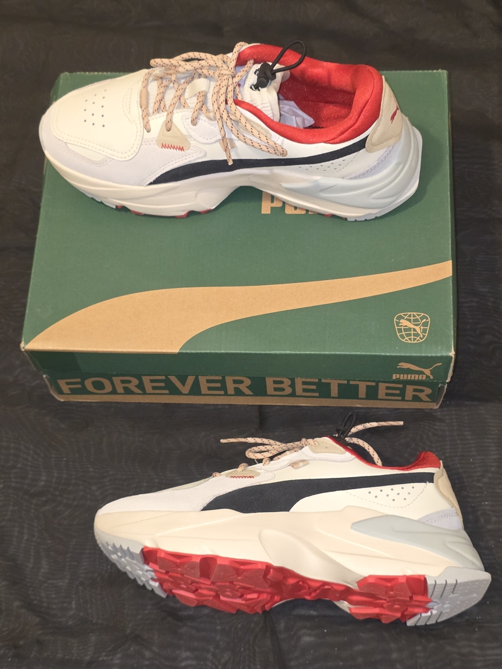 Puma Women’s Chunky Athletic Sneakers - White/Black/Red - Picture 4 of 5